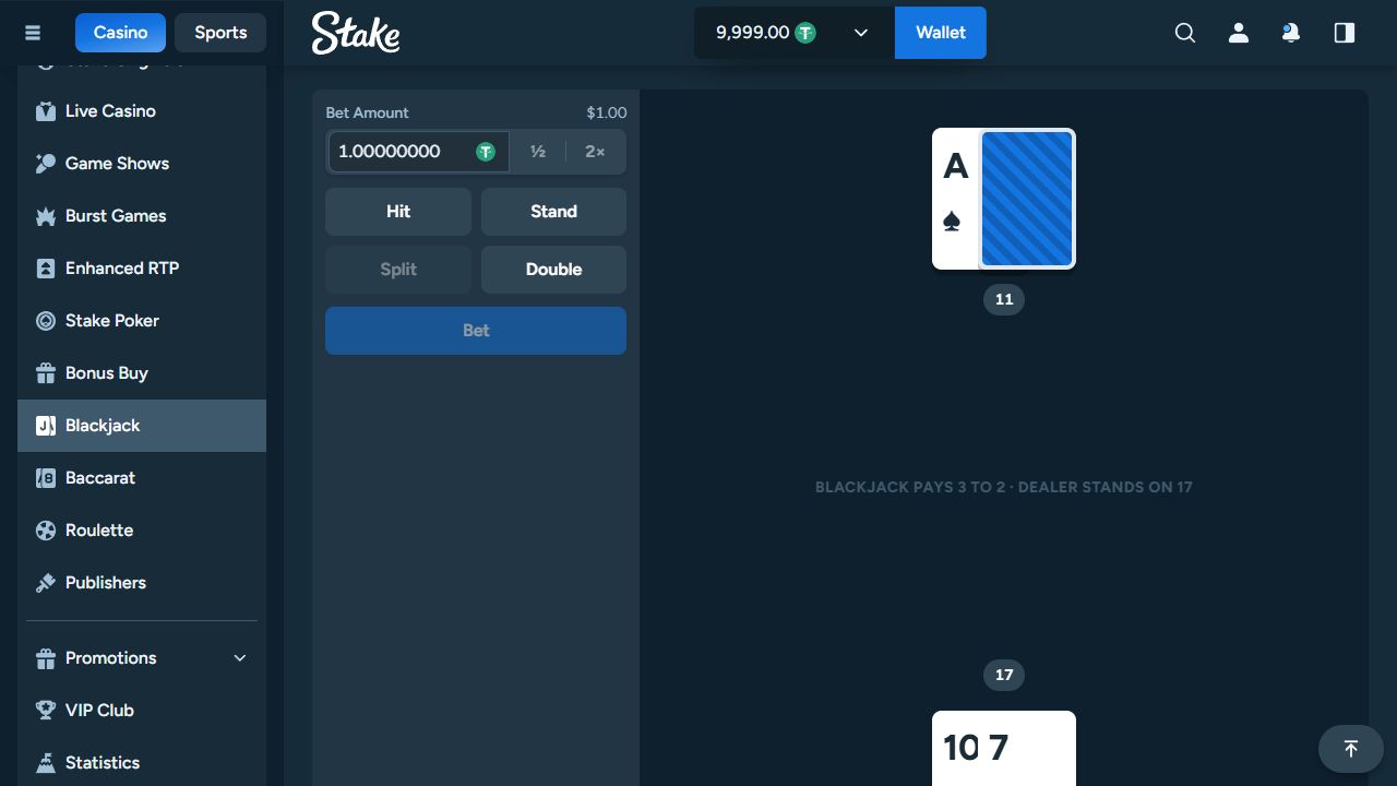 Un jeu dans Stake